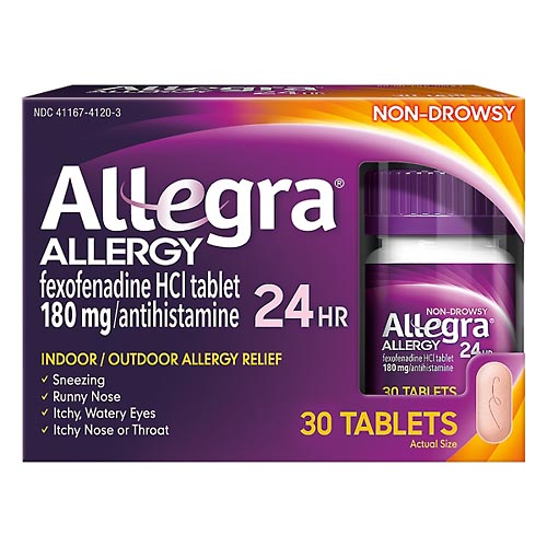 Image for Allegra Allergy Relief, Non-Drowsy, 180 mg, Tablets,30ea from Field Pharmacy LLC