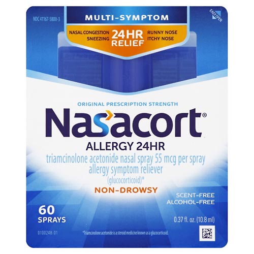 Image for Nasacort Allergy 24 HR, Multi-Symptom, Original Prescription Strength, 55 mcg, Nasal Spray,0.37oz from Field Pharmacy LLC