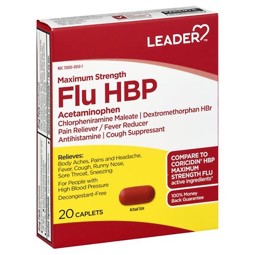 Image for Leader Flu HBP, Maximum Strength, Caplets,20ea from Field Pharmacy LLC