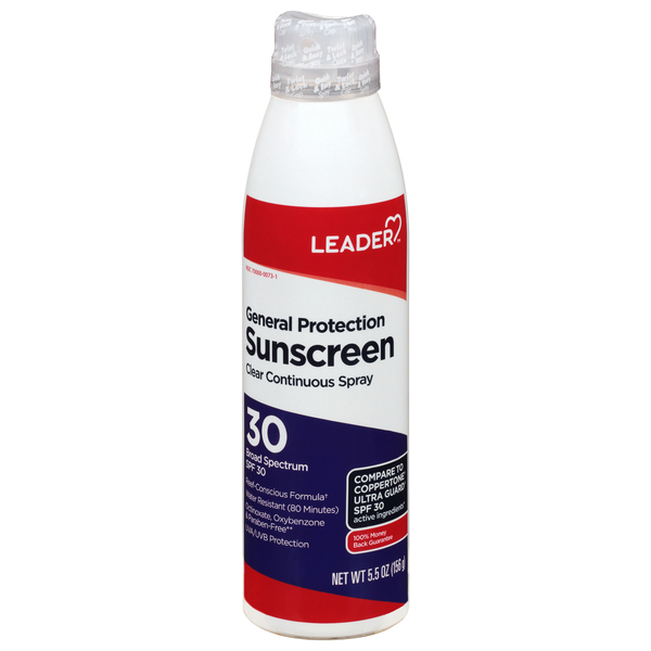Image for Leader Sunscreen, Clear Continuous Spray, Broad Spectrum SPF 30,5.5oz from Field Pharmacy LLC
