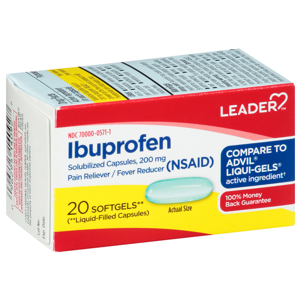 Image for Leader Ibuprofen, 200 mg, Softgels,20ea from Field Pharmacy LLC